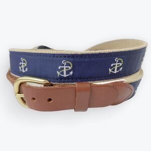 Leather Man LTD Belt Blue Leather/Brass Anchors 42